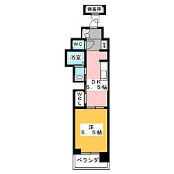 エステムコート名古屋平安通クチュール 1DKの間取図画像