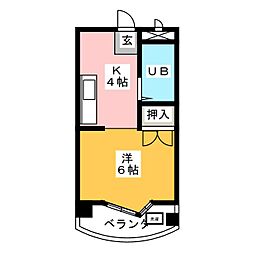 アールズコート第一 ワンルームの間取図画像