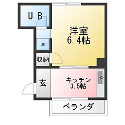 HOP 1Kの間取図画像
