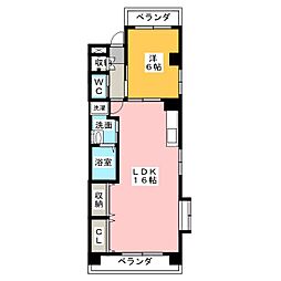 グロリアス犬飼 1LDKの間取図画像