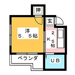 エクセル後藤 1Kの間取図画像