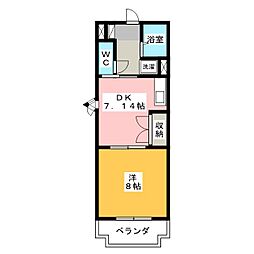 マンション蔵 4階1DKの間取り