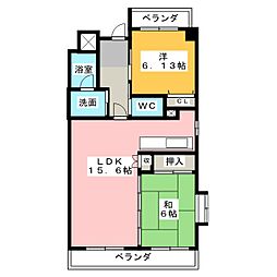 グランドゥール二方 12階2LDKの間取り