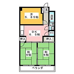 メゾンひばり 5階3DKの間取り