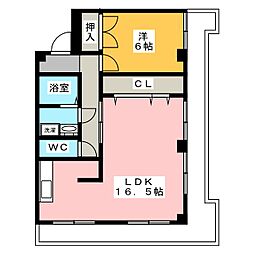 山伸ビル 3階1LDKの間取り