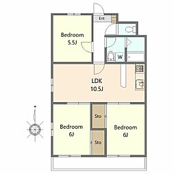 ロイヤル　タウン 403 4階3LDKの間取り