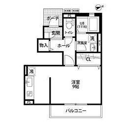 クレール　ヴェールメゾンI 1階1Kの間取り