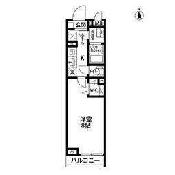 クレール　ヴェールメゾンII 2階1Kの間取り