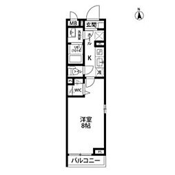 クレール　ヴェールメゾンII 2階1Kの間取り
