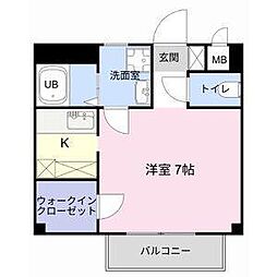 クローバーハイツ 2階ワンルームの間取り