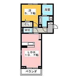 Via　フォレスタ　III 2階1LDKの間取り