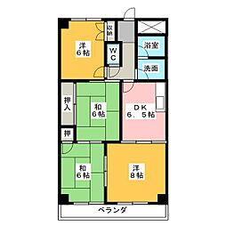 サンパーク上新 4DKの間取図画像