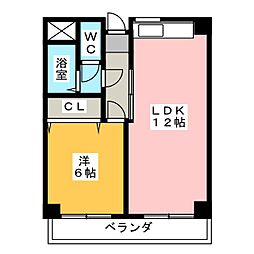 ツクダビル 1LDKの間取図画像