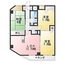 ブルーウェーブマンション 3LDKの間取図画像