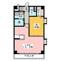 シャトー小田井 1LDKの間取図画像