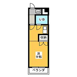 バーディスクウェア130 ワンルームの間取図画像