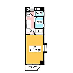 Radiant1 1Kの間取図画像