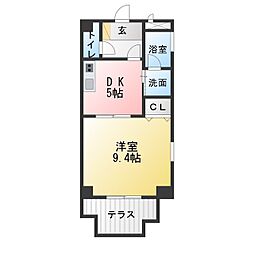 セジュール二ツ杁 1DKの間取図画像