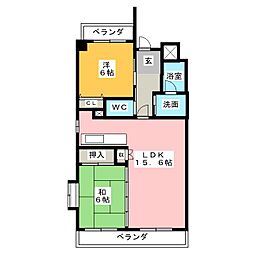 グランドゥール二方 2LDKの間取図画像