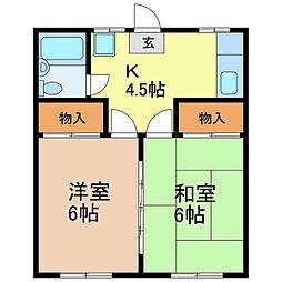 荻須マンション 2Kの間取図画像
