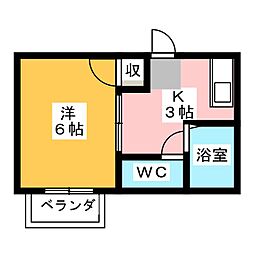 キャッスルしらかば 1Kの間取図画像