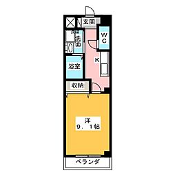 ワイフルール 1Kの間取図画像