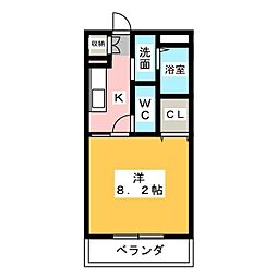 ラフィネコウテン 1Kの間取図画像