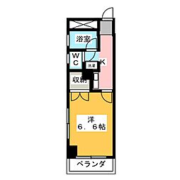 メゾンヤスフク 1Kの間取図画像