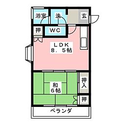 サンハイツ五才美 1DKの間取図画像