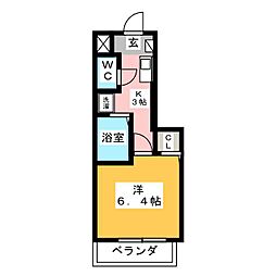 ホームス西原町 1Kの間取図画像