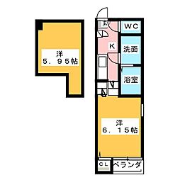 クリアス 1Kの間取図画像