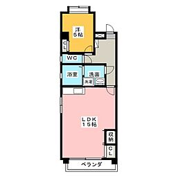 フジパークハイツA 1LDKの間取図画像