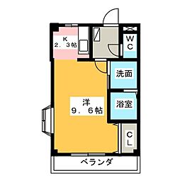 サンライズ山木 1Kの間取図画像