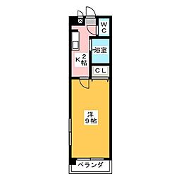 クオーレ丹羽 1Kの間取図画像