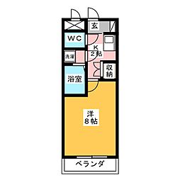 リヴェール小田井 1Kの間取図画像