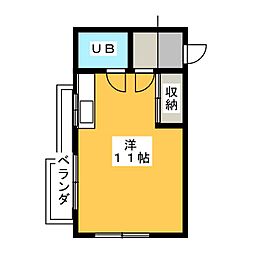 メゾン・ペルマネンテ ワンルームの間取図画像