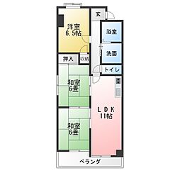 サンハイツ赤城 3LDKの間取図画像