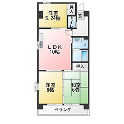 ハイムK2 3LDKの間取図画像