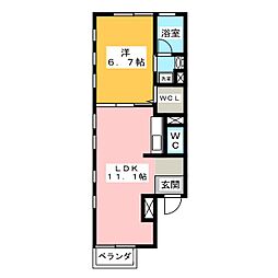 マヨザーマク 2階1LDKの間取り