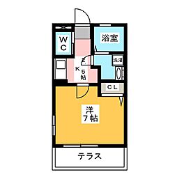 レーヴ 1Kの間取図画像