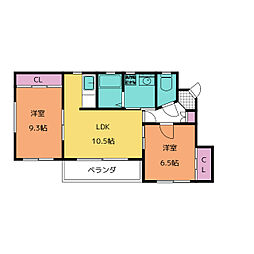 ＥＡＳＴ・ＨＩＬＬＳ東山元町 1階2LDKの間取り