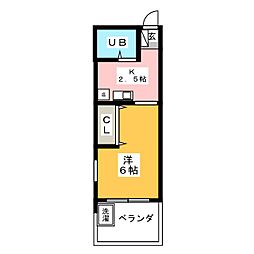 ライフピア本山 8階1Kの間取り