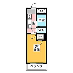 ロジュマン本山 4階1Kの間取り