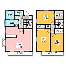 イーストサイドコテージ 1階3LDKの間取り