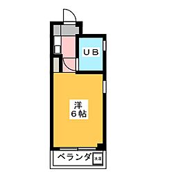 春里第一ビル 3階ワンルームの間取り