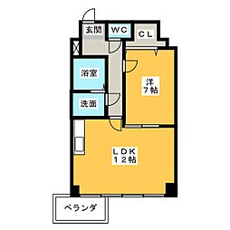 W HOUSE 6階1LDKの間取り