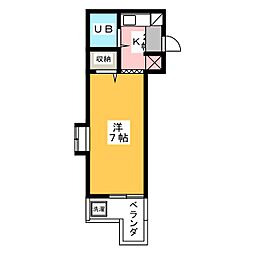 ドミール本山 3階1Kの間取り
