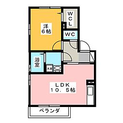 レクニルド 2階1LDKの間取り