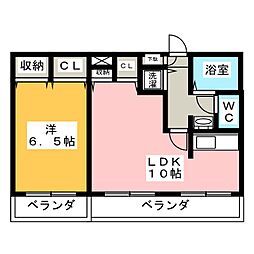 カーサ・ノア高峯町 2階1LDKの間取り