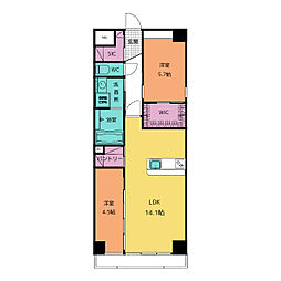 アーチレジデンス川名駅前 9階2LDKの間取り
